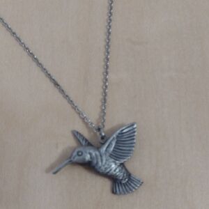 Vintage pewter humming bird necklace.